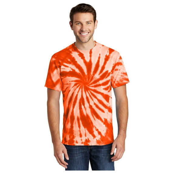Port & Company Men's Tie-Dye Cotton Short Sleeve T-Shirt Orange Small