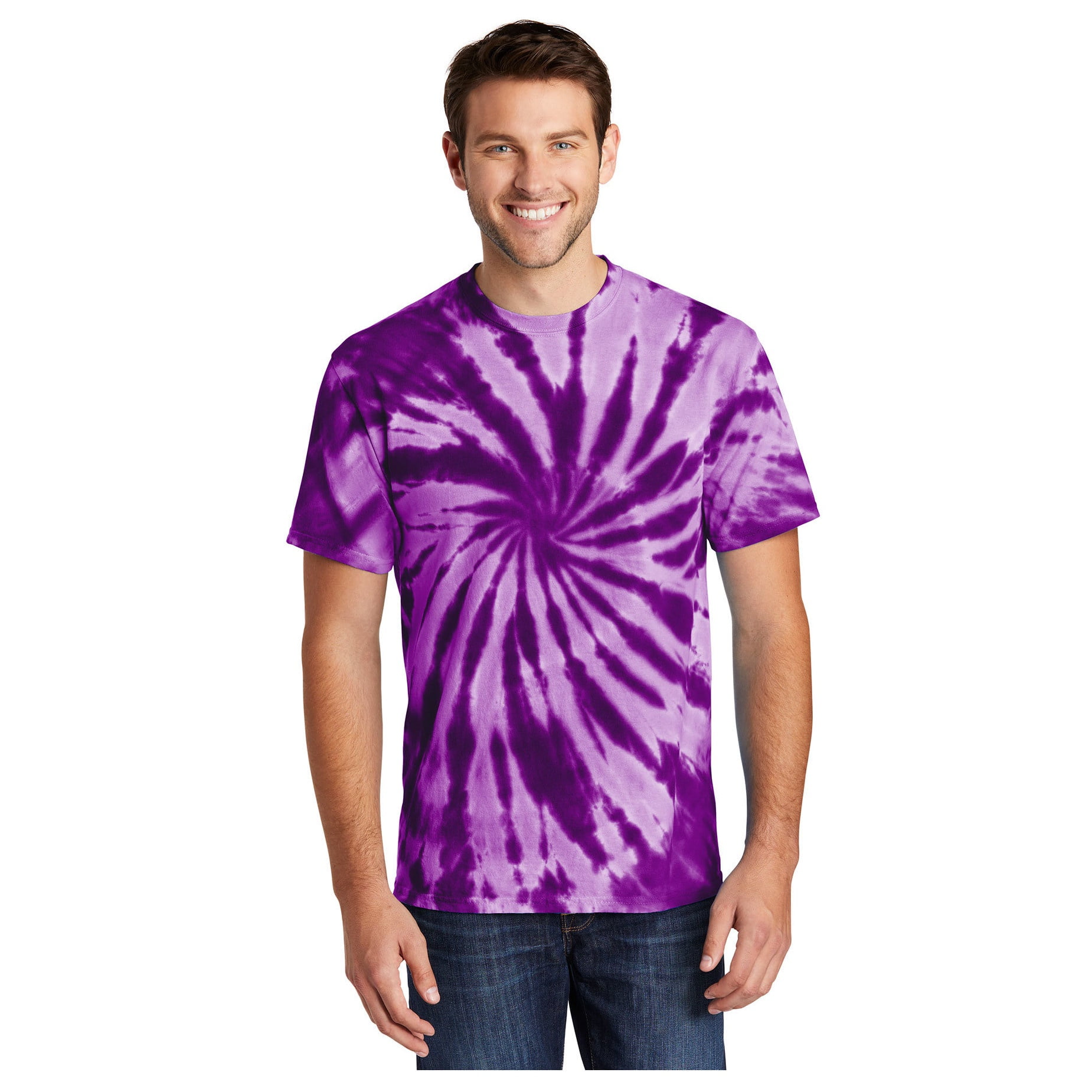 Port Company Men's Tie-Dye Cotton Short Sleeve T-Shirt Purple 4X