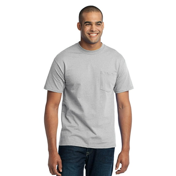 Port & Company Mens 50/50 Cotton/Poly T-Shirt with Pocket, Large, Ash