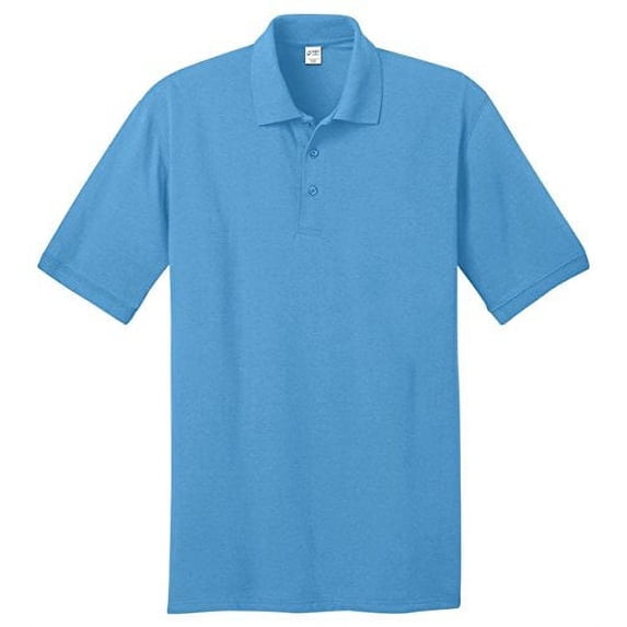 Port & Company Mens Big And Tall Knit Polo Jersey 3X Tall Light Blue