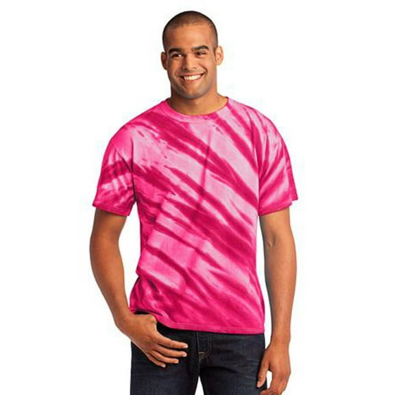 Port & Company Mens Essential Tiger Stripe Tie-Dye Tee - Pink - Large