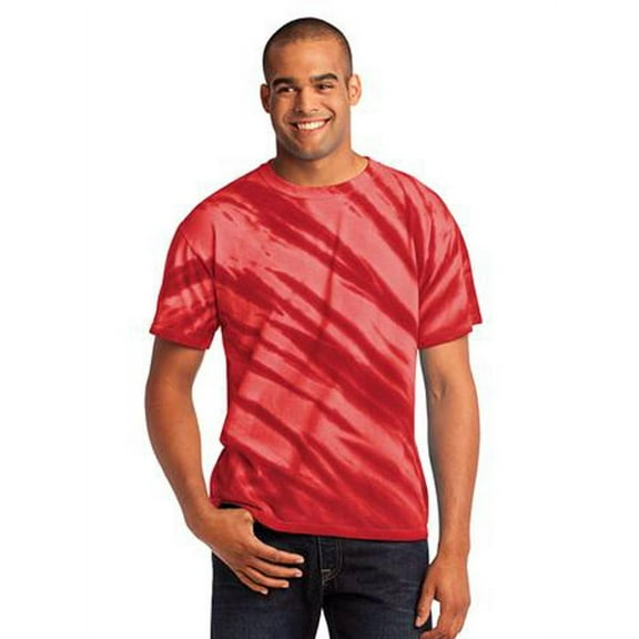 Port & Company Mens Essential Tiger Stripe Tie-Dye Tee - Red - Large