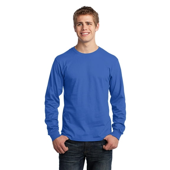 Port & Company Mens Long Sleeve 5.4-oz. 100% Cotton T-Shirt, 4XL, Royal
