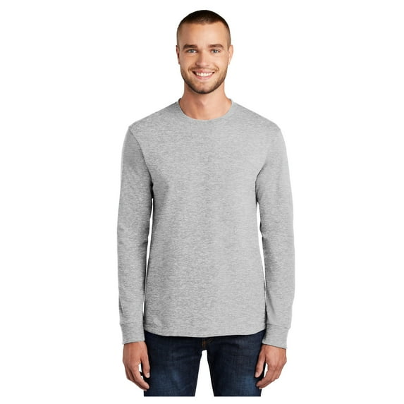 Port & Company Mens Long Sleeve Essential T-Shirt Ash X-Large