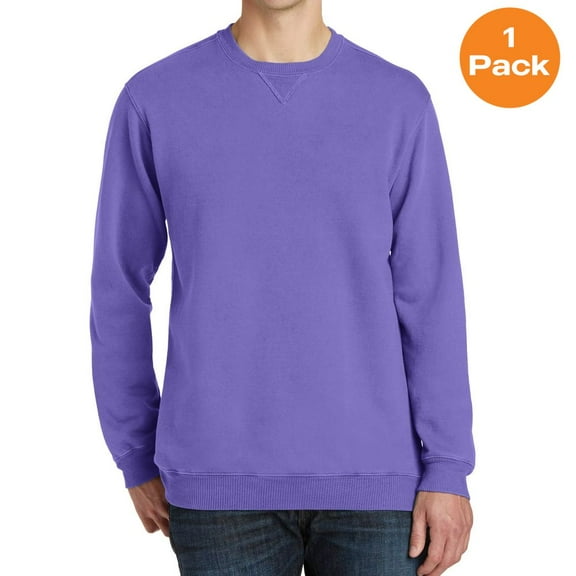 Port & Company PC098 Beach Wash Garment-Dye Sweatshirt, Amethyst, S, Mens Sweatshirts