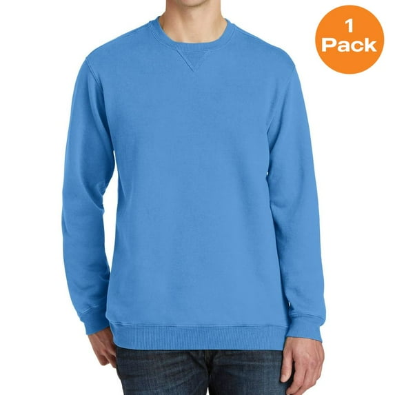 Port & Company PC098 Beach Wash Garment-Dye Sweatshirt, Blue Moon, S, Mens Sweatshirts