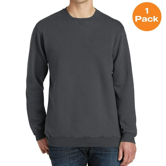 Port & Company PC098 Beach Wash Garment-Dye Sweatshirt, Coal, L, Mens Sweatshirts