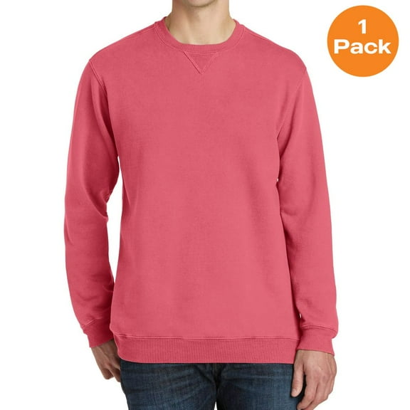 Port & Company PC098 Beach Wash Garment-Dye Sweatshirt, Fruit Punch, M, Mens Hoodies and Sweatshirts