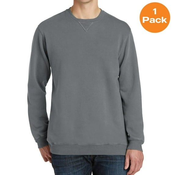 Port & Company PC098 Beach Wash Garment-Dye Sweatshirt, Pewter, 2XL, Mens Sweatshirts