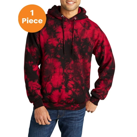 Port & Company PC144 Crystal Tie-Dye Pullover Hoodie, Black/ Red, 4XL, Sweatshirts & Hoodies