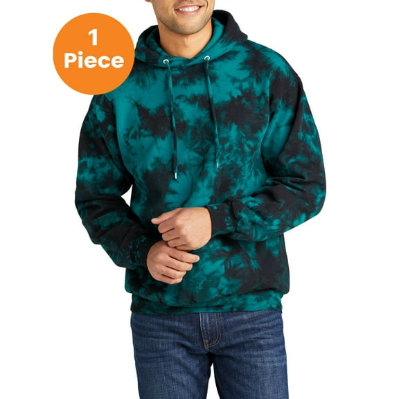 Port & Company PC144 Crystal Tie-Dye Pullover Hoodie, Black/ Teal, 4XL, Womens Hoodies