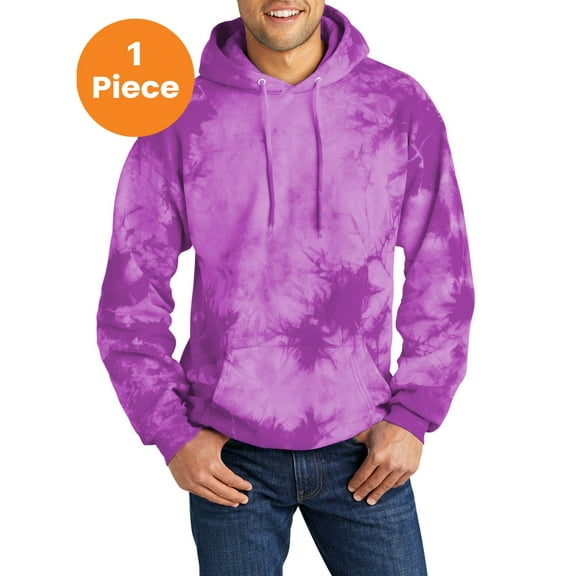 Port & Company PC144 Crystal Tie-Dye Pullover Hoodie, Purple, 3XL, Sweatshirts & Hoodies