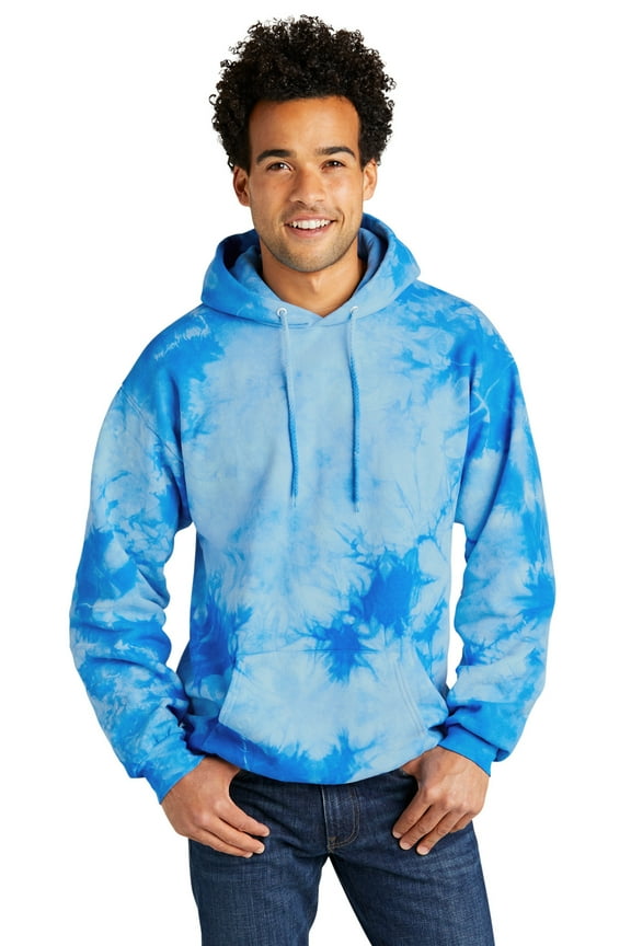 PC144 Crystal Tie-Dye Pullover Hoodie, Sky Blue, 4XL