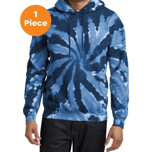 Port & Company PC146 Essential Tie-Dye Pullover Hooded Sweater, Navy, 3XL, Mens Hoodies and Sweatshirts