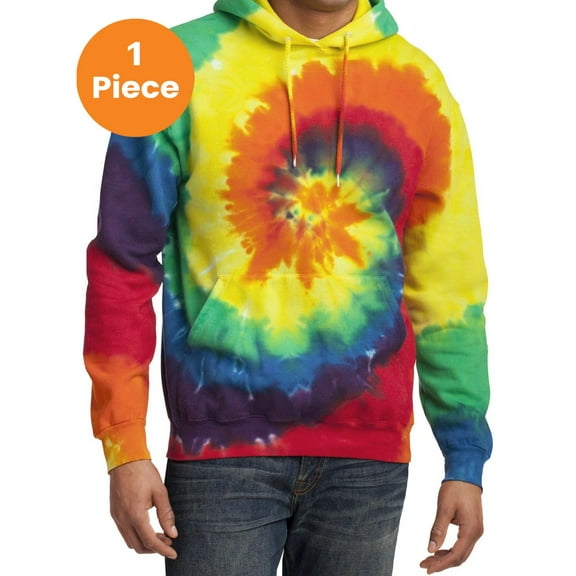 Port & Company PC146 Essential Tie-Dye Pullover Hooded Sweater, Rainbow, 3XL, Mens Hoodies