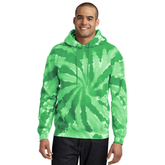 Port & Company PC146 Mens Tie-Dye Pullover Hooded Sweatshirt, Kelly - Large
