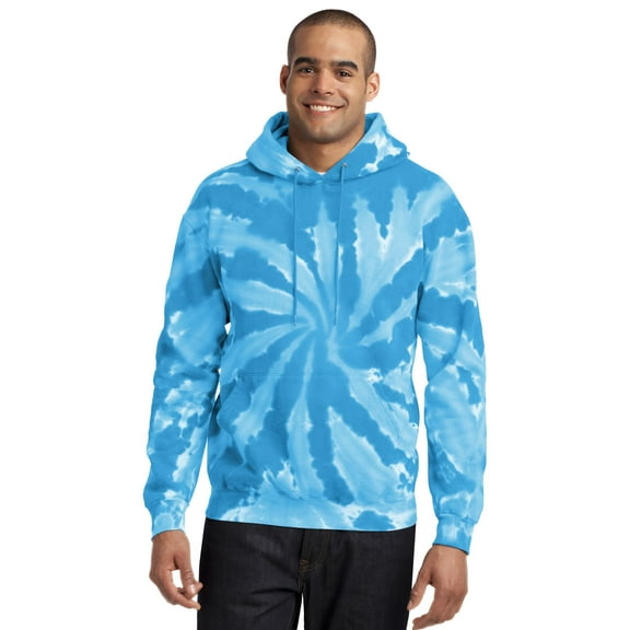 Port & Company PC146 Mens Tie-Dye Pullover Hooded Sweatshirt, Turquoise - Small