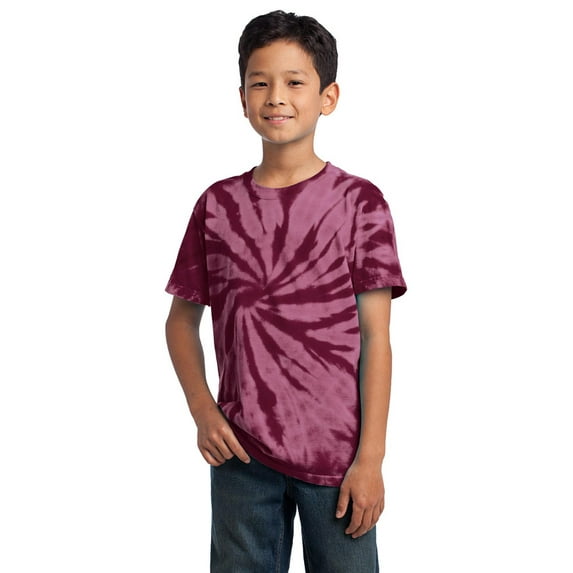 Port Company PC147Y Boys Tie-Dye T-Shirt - Maroon - S