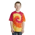 thumbnail image 1 of Port & Company PC147Y Youth Essential Tie-Dye Tee, Blaze Rainbow, S, 1 of 5