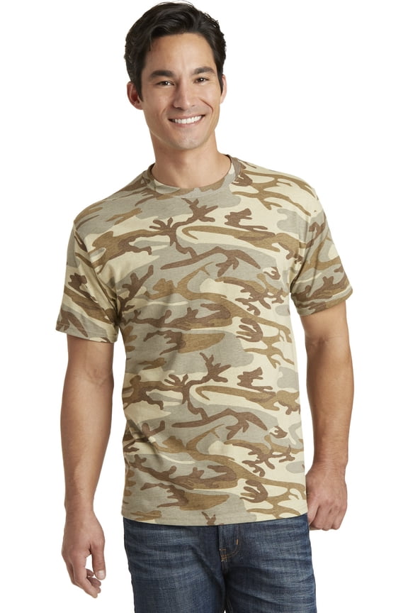 Port Company PC54C Core Cotton Camo Tee, Desert Camo, L