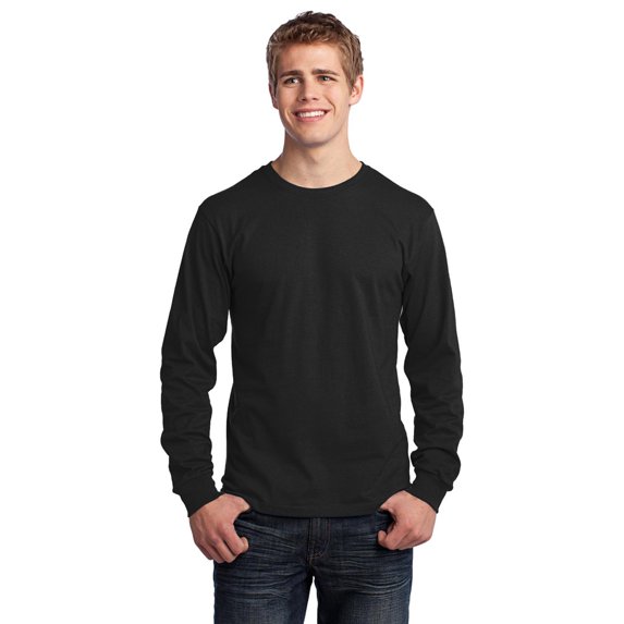 Port Company PC54LS Men's Long Cotton Shirt - Jet Black - L