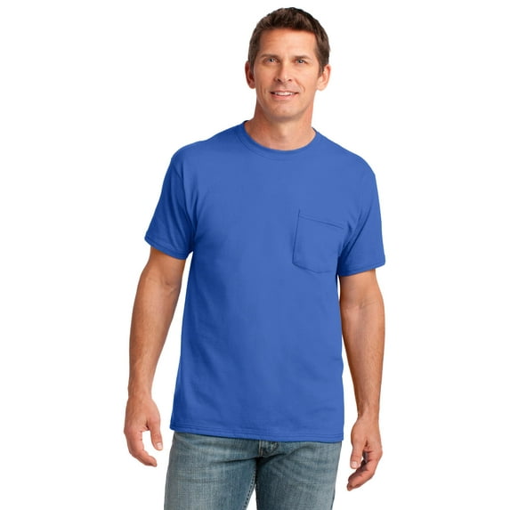 Port & Company PC54P Mens Core Cotton Pocket Tees, Royal - Extra Large
