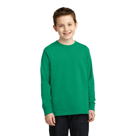 Port & Company PC54YLS Mens Youth Long Sleeve Core Cotton Tees, Kelly - Small