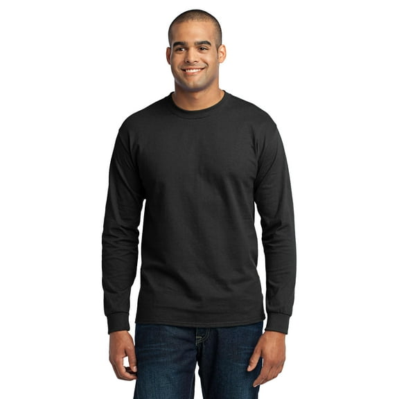 Port & Company PC55LS Mens Long Sleeve Core Blend Tees, Jet Black - 2XL