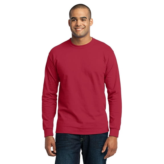 Port & Company PC55LST Mens Long Sleeve Core Blend Tees, Red - Large Tall
