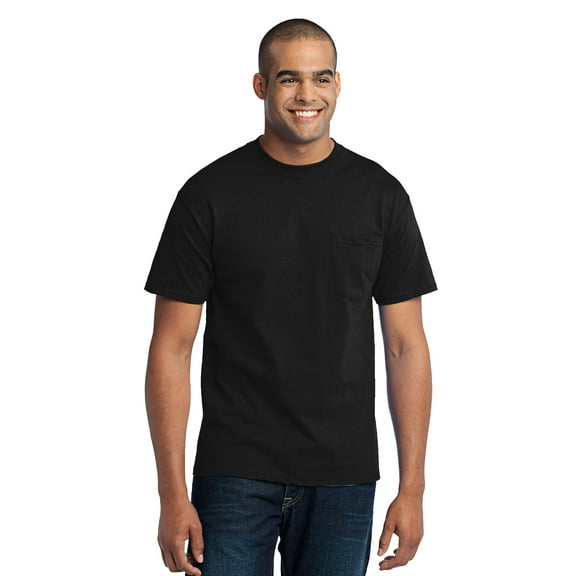 Port & Company PC55P Mens Core Blend Pocket Tees, Jet Black - Small