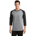 thumbnail image 1 of Port Company PC55RS Core Blend 3/4-Sleeve Raglan Tee, Athletic Heather/ Jet Black, M, 1 of 1