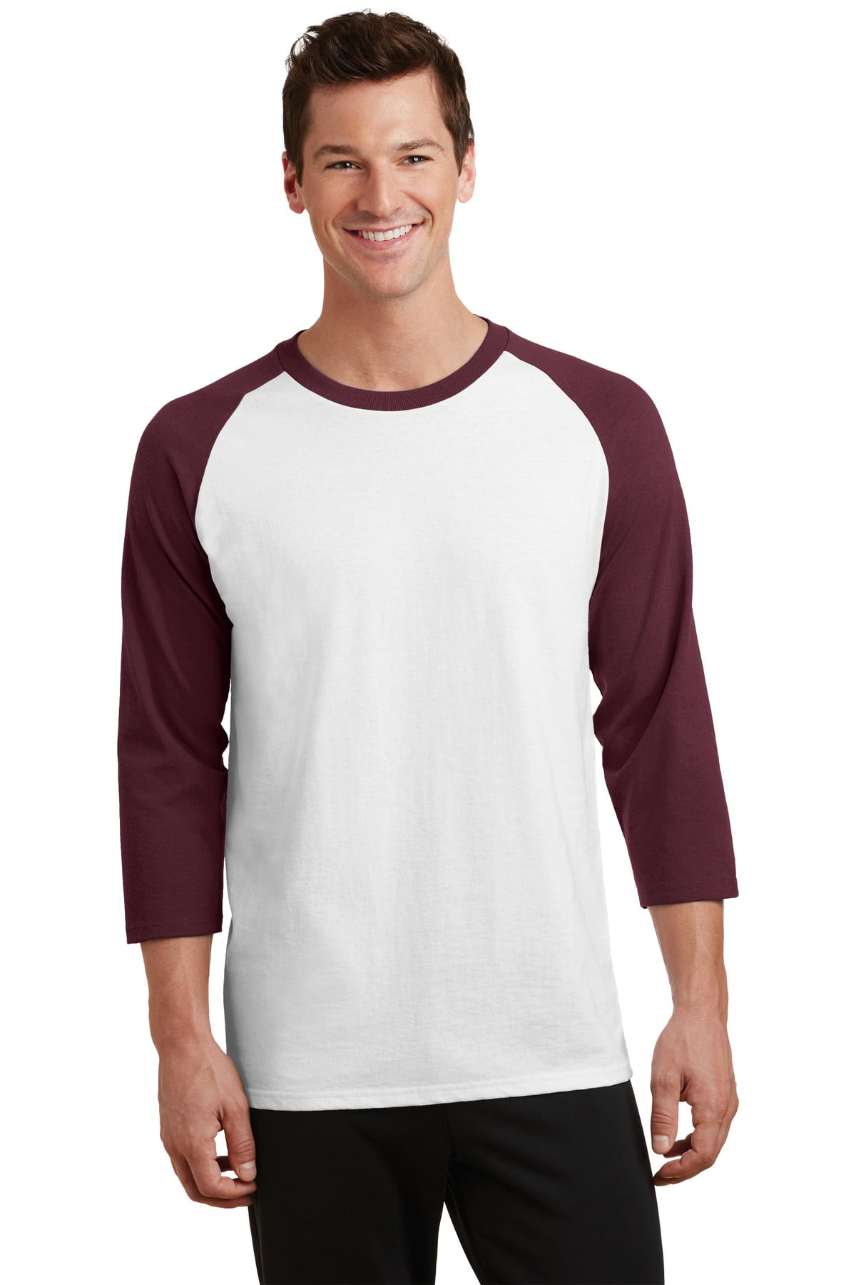 Port Company PC55RS Core Blend 3/4-Sleeve Raglan Tee, White