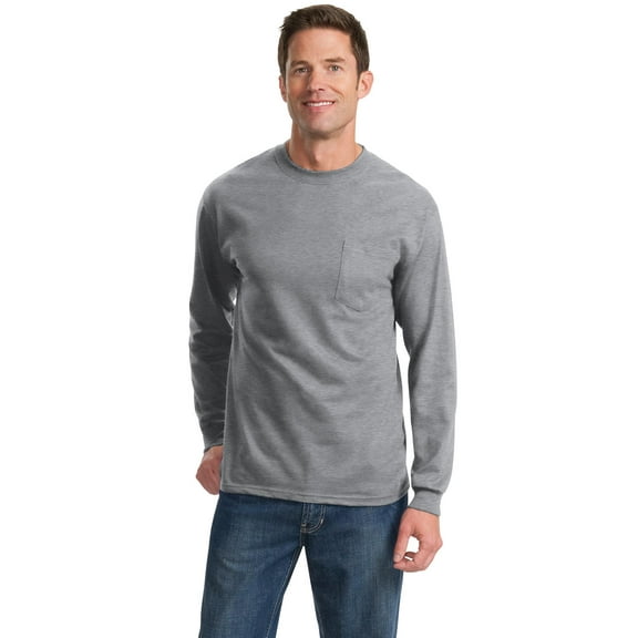 Hanes Men's Authentic Long Sleeve Pocket Tee - Walmart.com