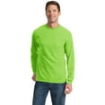 thumbnail image 1 of Port & Company PC61LSP Mens Long Sleeve Essential Pocket Tees, Lime - Large, 1 of 5