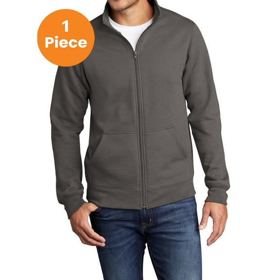 Port & Company PC78FZ Core Fleece Cadet Full-Zip Sweatshirt, Charcoal, 3XL, Mens Hoodies and Sweatshirts