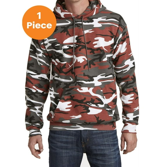 Port & Company PC78HC Core Fleece Camo Pullover Hooded Sweatshirt , Red Camo, M, Mens Hoodies