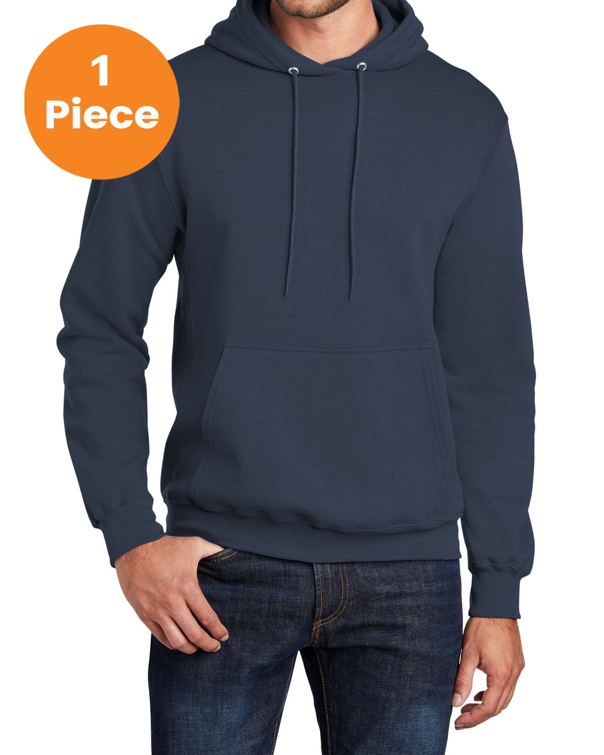 PORT and COMPANY Printed Sweatshirt, Men's XL cotton navy blue type Vintage Second Hand