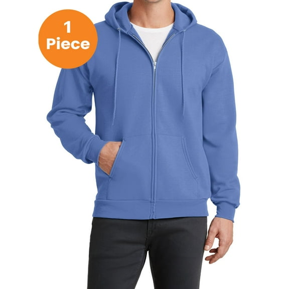 Port & Company PC78ZH Core Fleece Full-Zip Hooded Sweatshirt, Carolina Blue, 4XL, Mens Hoodies