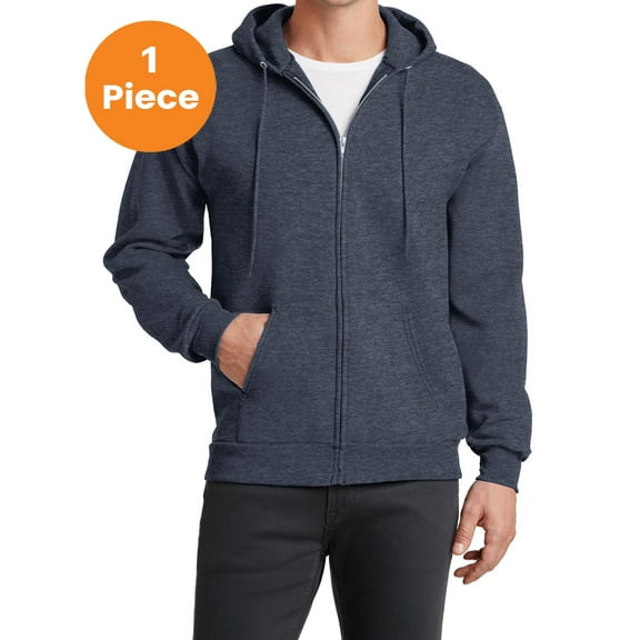Port & Company PC78ZH Core Fleece Full-Zip Hooded Sweatshirt, Heather Navy, 3XL, Mens Hoodies