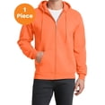 thumbnail image 1 of Port & Company PC78ZH Core Fleece Full-Zip Hooded Sweatshirt, Neon Orange, 4XL, Mens Hoodies, 1 of 1