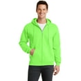 thumbnail image 1 of Port & Company PC78ZH Mens Core Fleece Full-Zip Hooded Sweatshirt, Neon Green - Small, 1 of 2