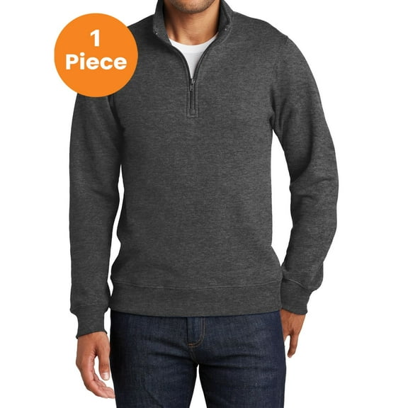 Port & Company PC850Q Fan Favorite Fleece 1/4-Zip Pullover Sweatshirt, Dark Heather Grey, 3XL, Mens Sweatshirts