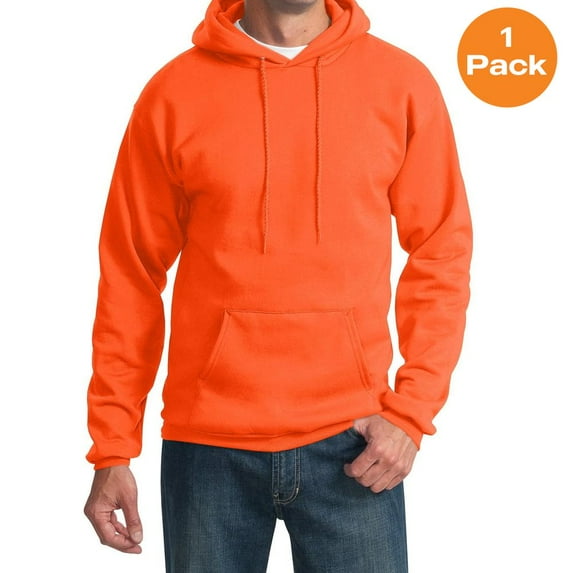 Port & Company PC90H Essential Fleece Pullover Hooded Sweatshirt , Safety Orange, 4XL, Big and Tall Hoodies and Sweatshirts