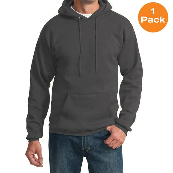 Port & Company PC90HT Tall Essential Fleece Pullover Hooded Sweatshirt , Charcoal, 4XLT, Big and Tall Hoodies and Sweatshirts