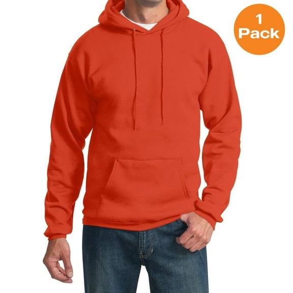 Port & Company PC90HT Tall Essential Fleece Pullover Hooded Sweatshirt , Orange, XLT, Mens Pullover Hoodies and Sweatshirts