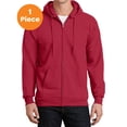 thumbnail image 1 of Port & Company PC90ZH Essential Fleece Full-Zip Hooded Sweatshirt, Red, 3XL, Mens Hoodies, 1 of 1