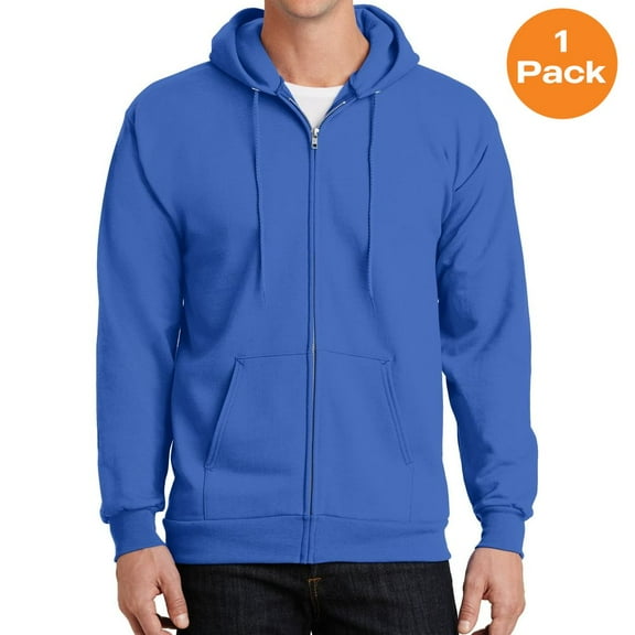 Port & Company PC90ZH Essential Fleece Full-Zip Hooded Sweatshirt, Royal, 4XL, Mens Hoodies