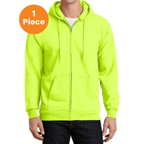 Port & Company PC90ZH Essential Fleece Full-Zip Hooded Sweatshirt, Safety Green, 3XL, Mens Hoodies