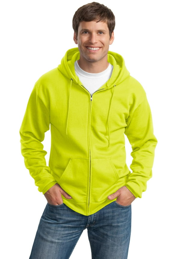 Port Company PC90ZHT Men's Hooded Zip Sweatshirt - Safety Green - X-Large Tall