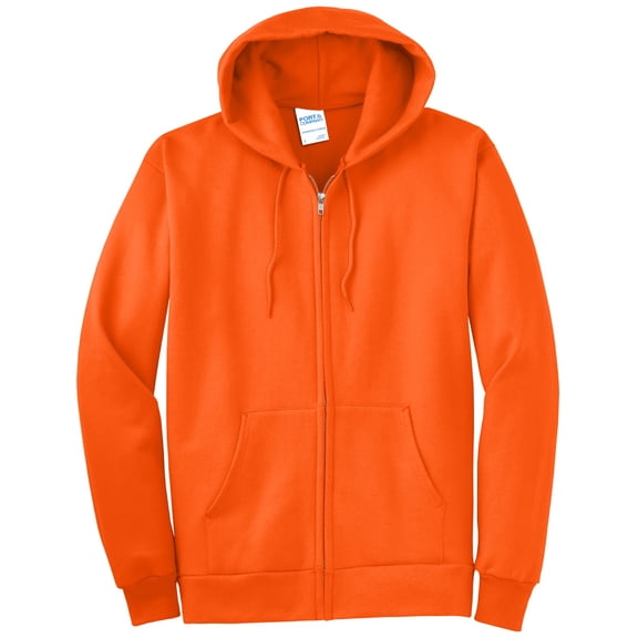 Port & Company PC90ZHT Mens Essential Fleece Full-Zip Hooded Sweatshirt, Safety Orange - 2XL Tall
